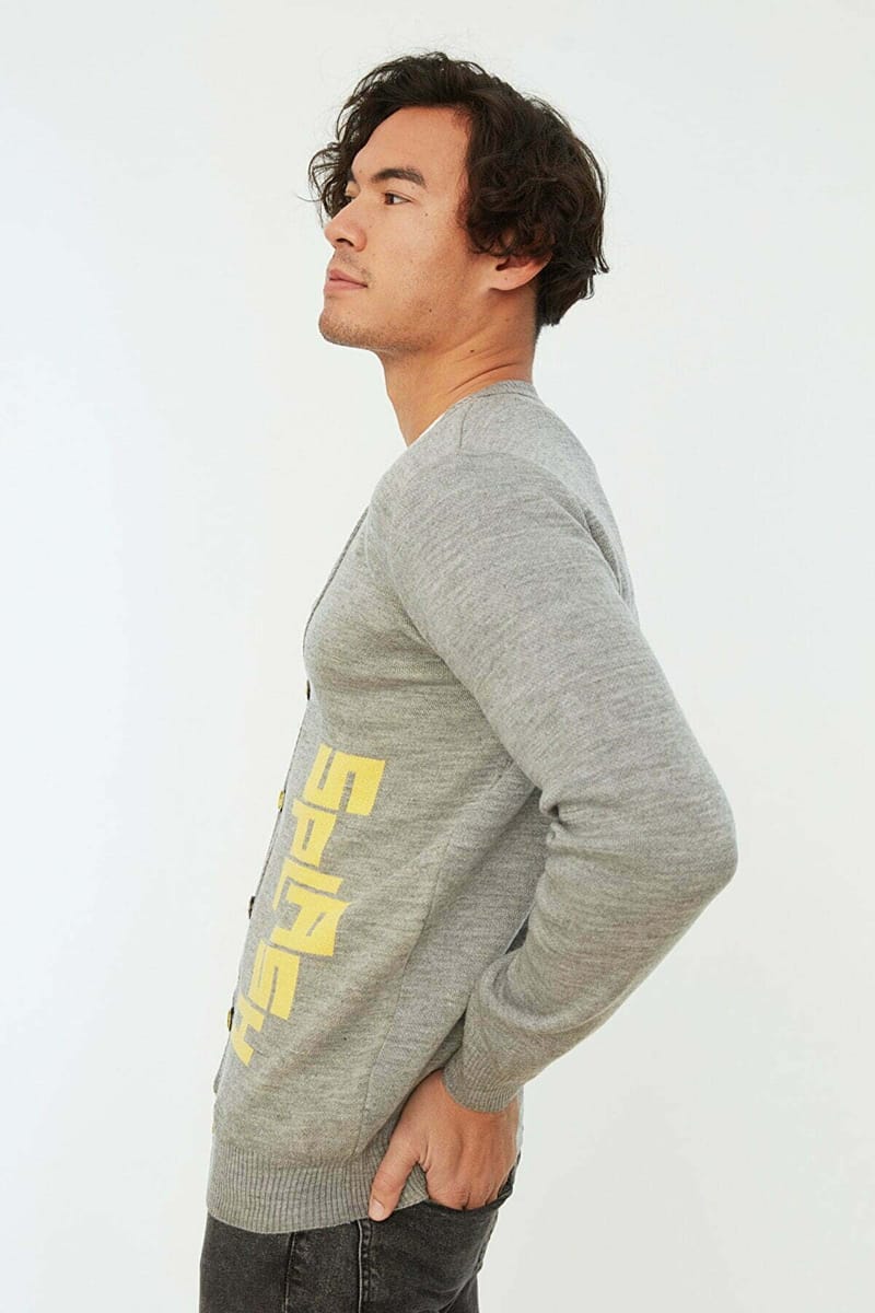 Slogan Knitted V-Neck Cardigan - Cardigans 30