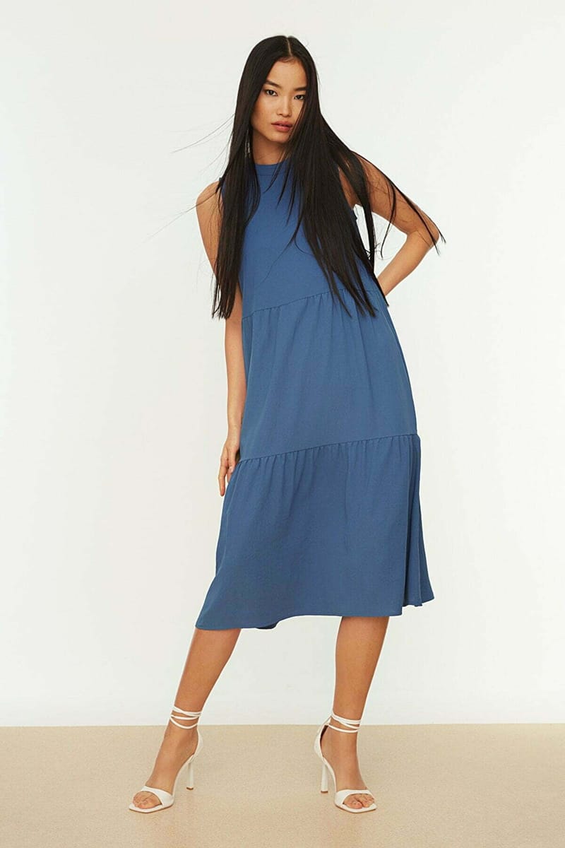 High Neck Tiered Dress - Midi Dresses 41