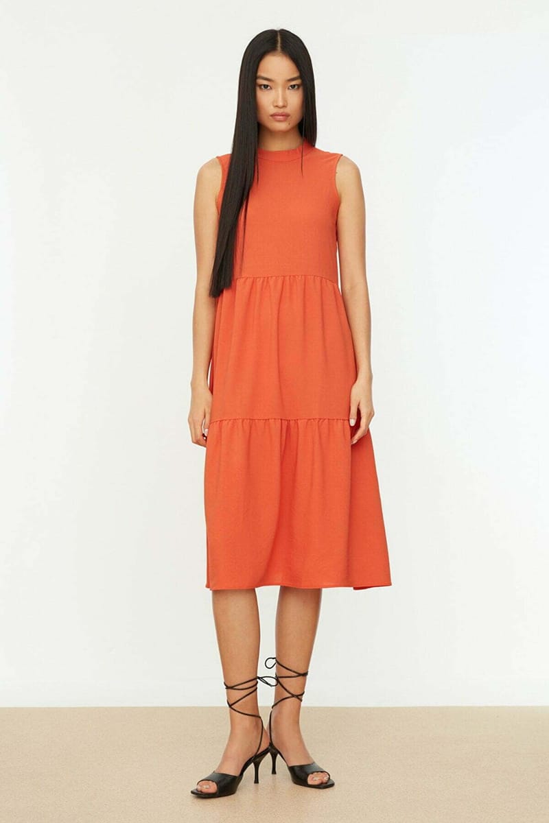 High Neck Tiered Dress - Midi Dresses 69