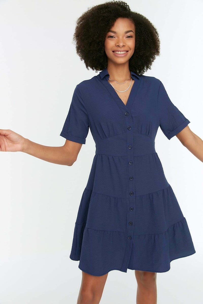 Solid Mini Tiered Dress - Mini Dresses 21