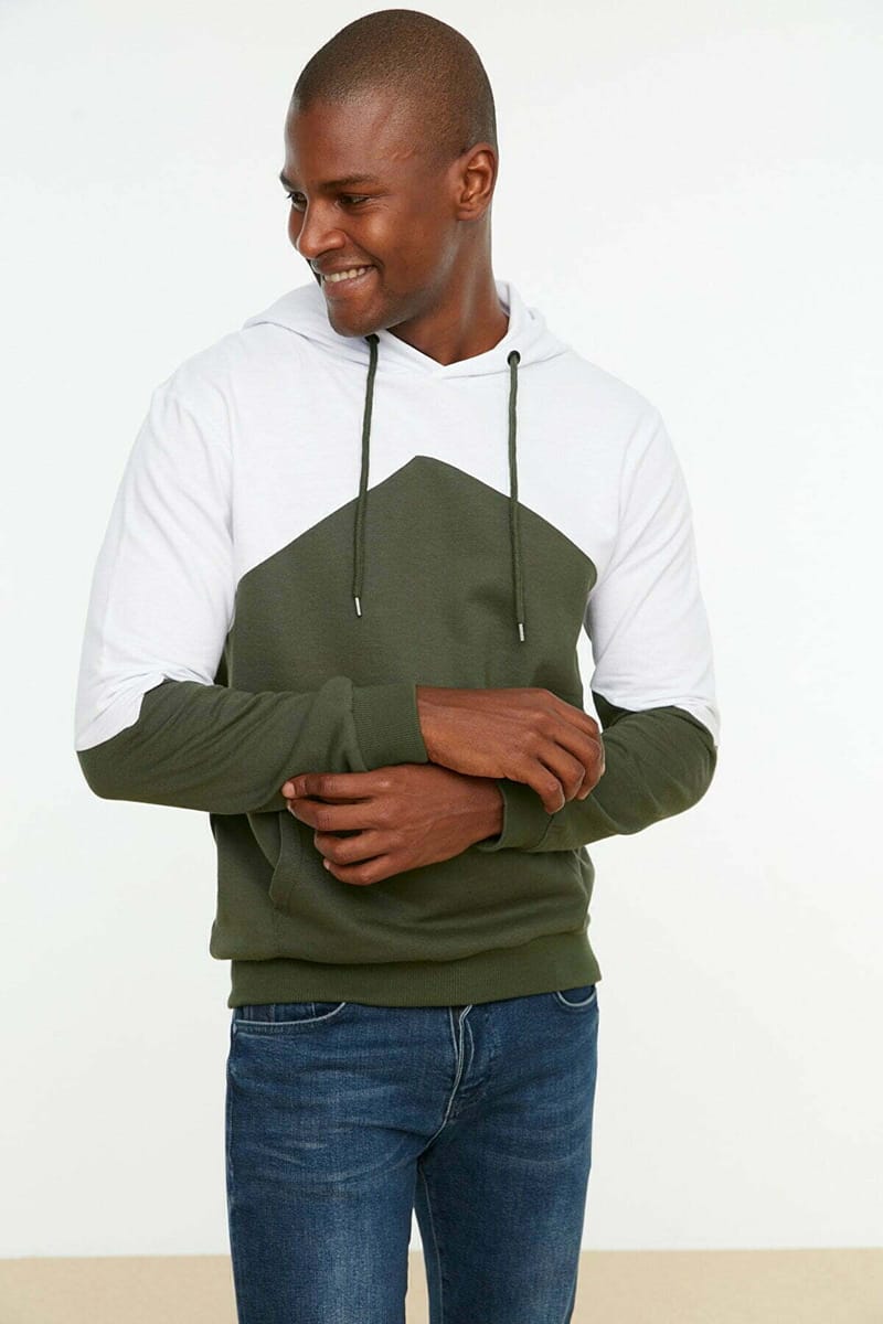 3_org_zoom Men's Hooded Long Sleeve Paneled Sweatshirt with Kangaroo Pockets - Hoodies 30