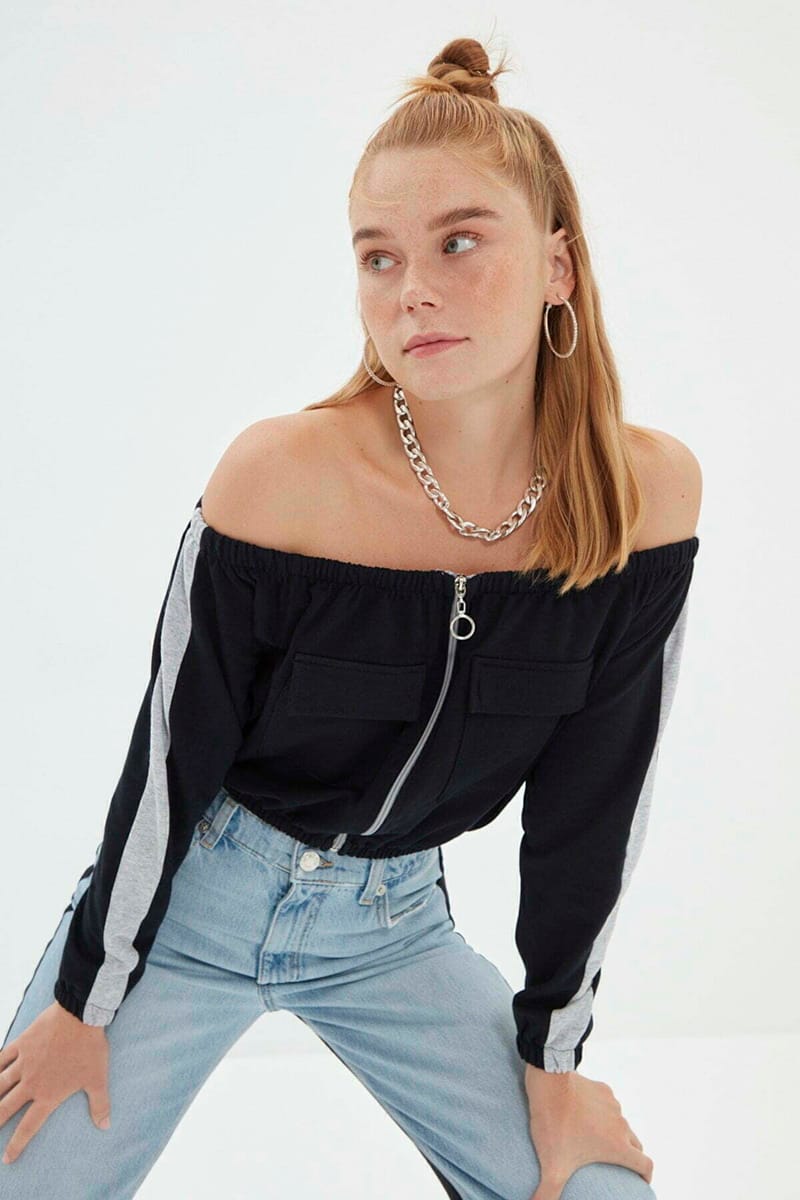 3_org_zoom Bardot Zip Detail Sweatshirt - Sweatshirts 46