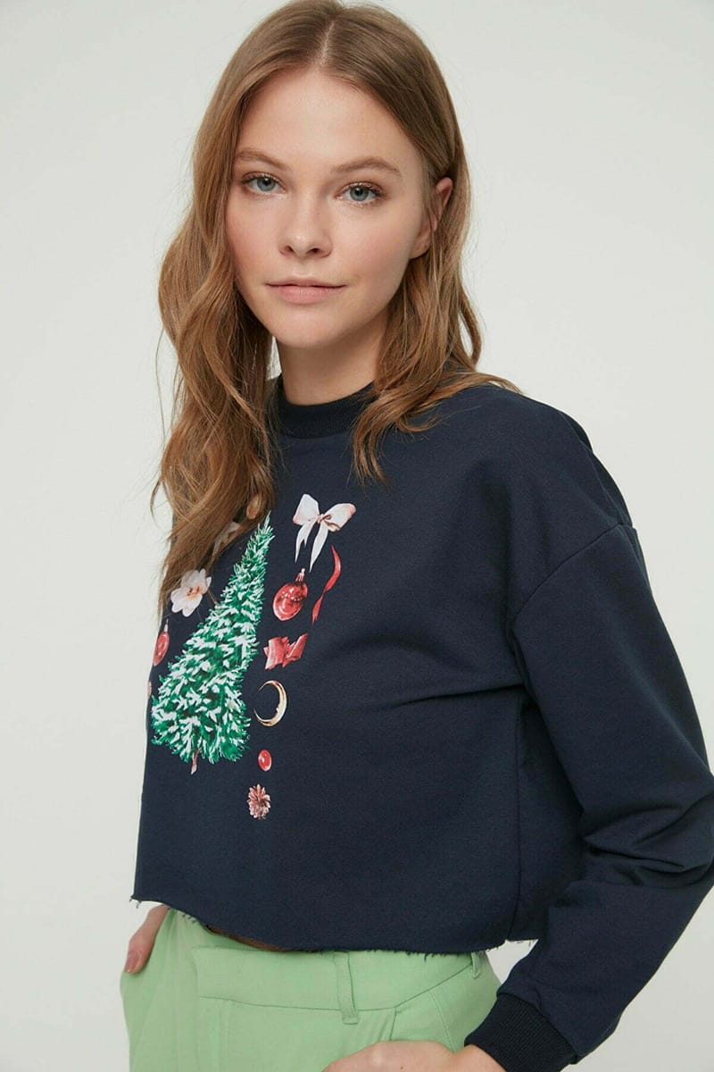 Crop Printed Sweatshirt - Sweatshirts 31