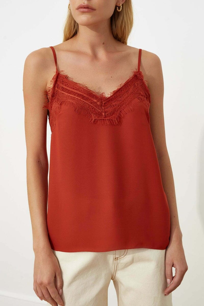 Lace Detail Top - Sleeveless Tops 62