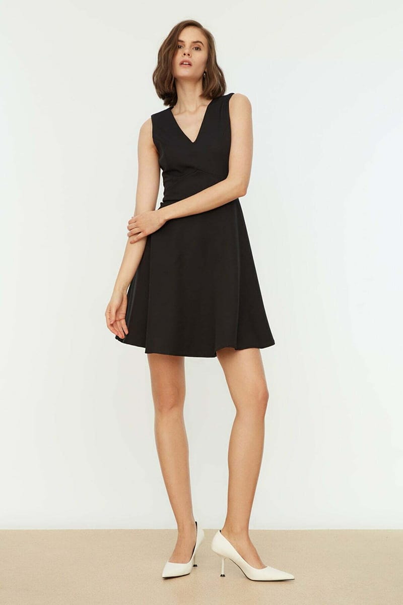 3_org_zoom Basic V-Neck Short Dress - Mini Dresses 29