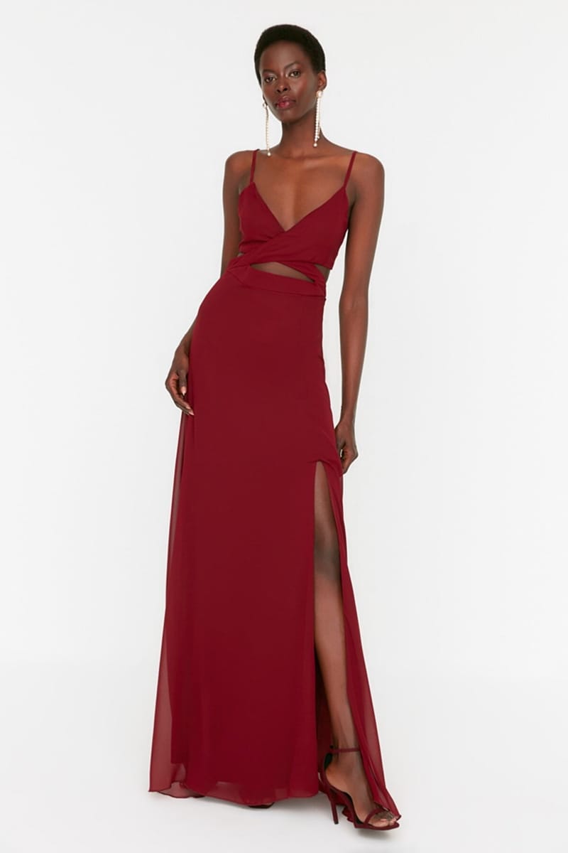 Front Split Strappy Cut Out Detail Dress - Party Dresses 21
