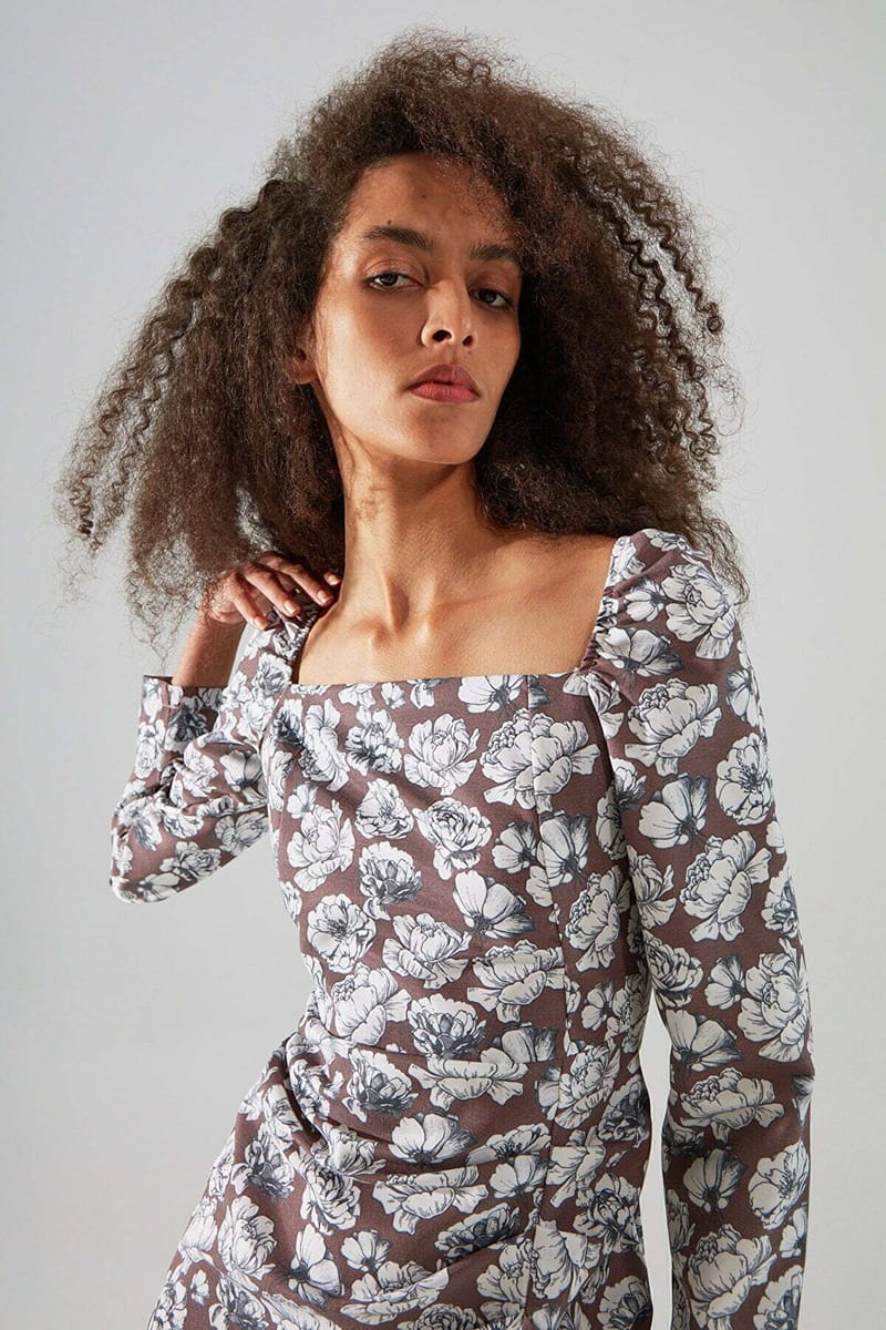 3_org_zoom Square Neck Floral Print Dress - Midi Dresses 29