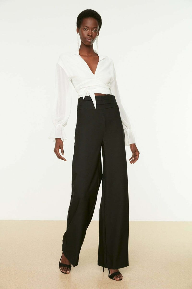 High Waist Rib Detailed Pant - Formal Pants 21