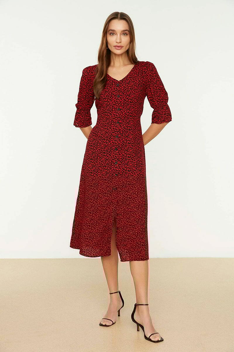 Printed Shirt Dress - Midi Dresses 22
