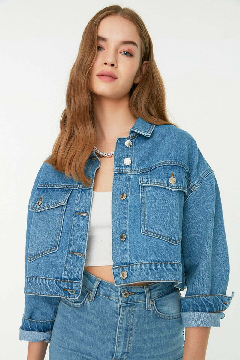 Denim Bomber Crop Jacket - Denim Jackets 17