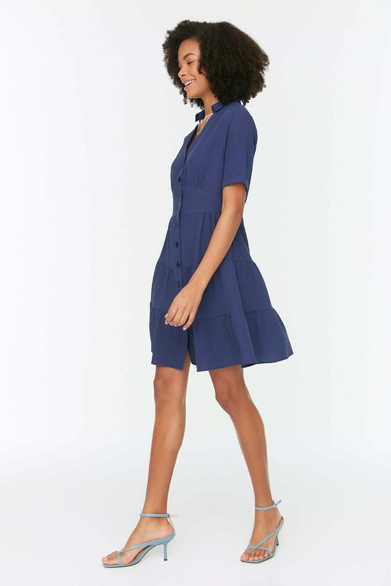 Solid Mini Tiered Dress - Mini Dresses 22
