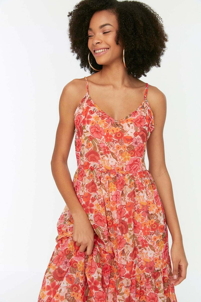 Printed Fit And Flare Midi Dress - Midi Dresses 22