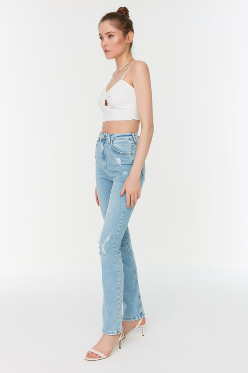High Waist Slim Flare Jeans - Skinny Jeans 26