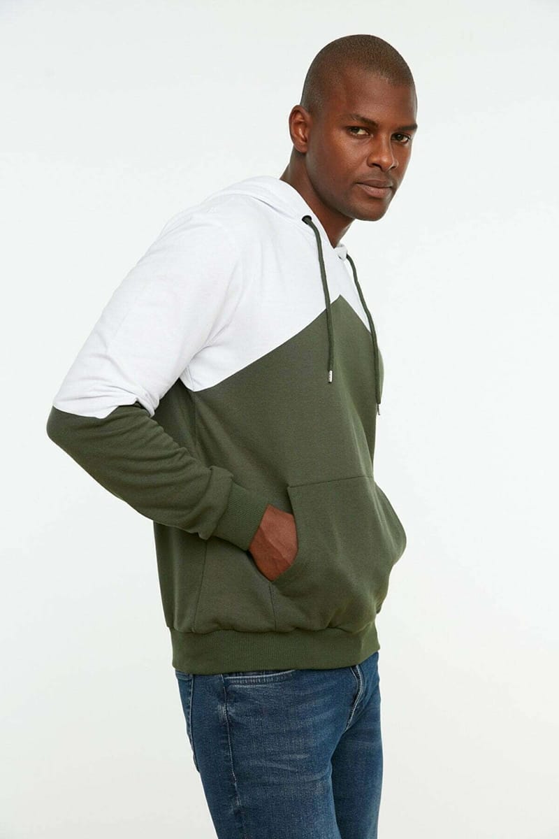 4_org_zoom Men's Hooded Long Sleeve Paneled Sweatshirt with Kangaroo Pockets - Hoodies 31
