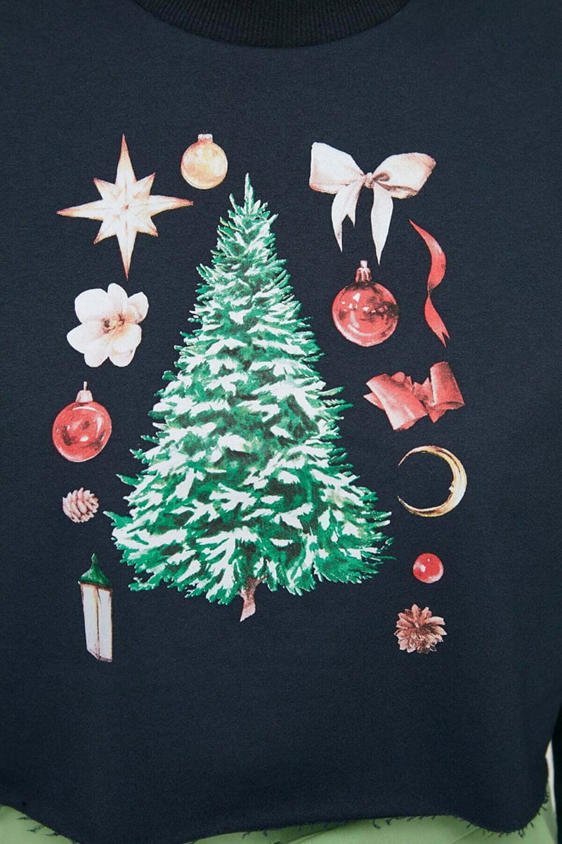 Crop Printed Sweatshirt - Sweatshirts 32