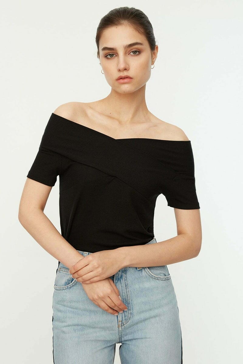 Crossover Ribbed Top - Short Sleeve Tops 18