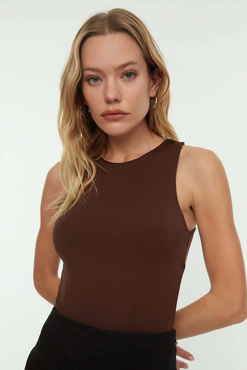 Crew Neck Knitted Body - Sleeveless Tops 46