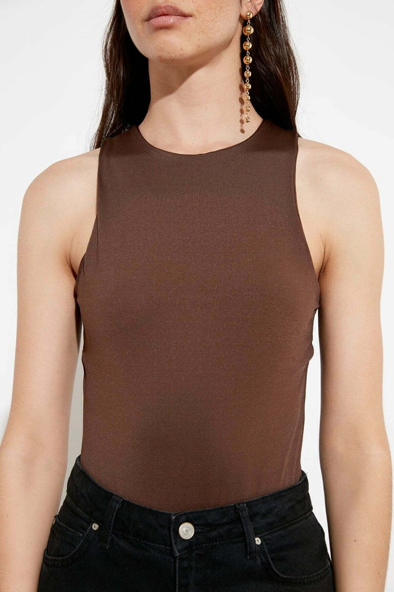 Crew Neck Knitted Body - Sleeveless Tops 54
