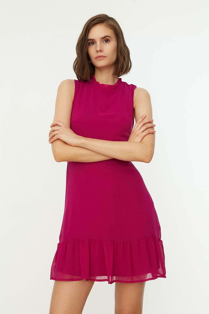 4_org_zoom Pleated Hem Ruffle Detail Dress - Mini Dresses 30