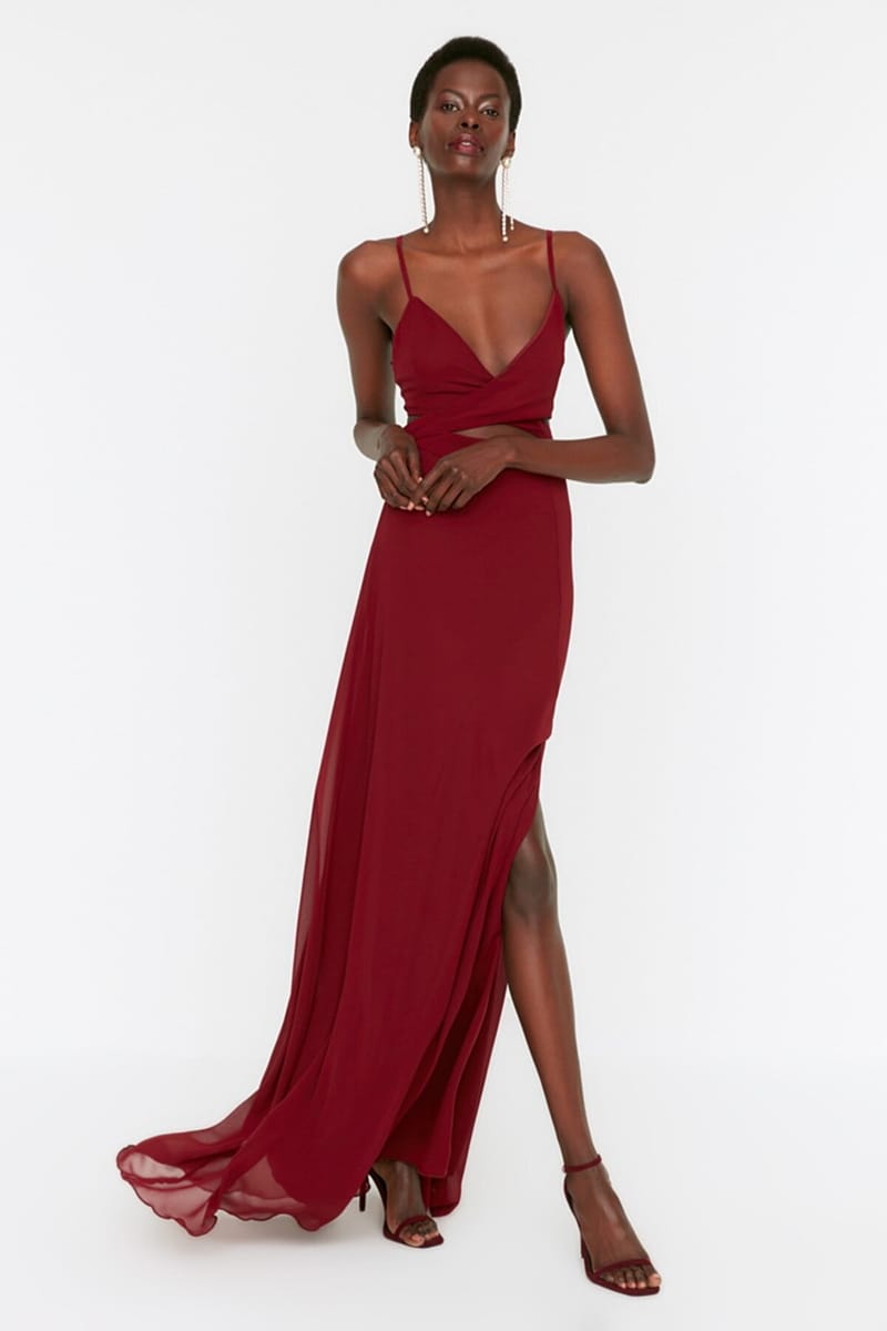 Front Split Strappy Cut Out Detail Dress - Party Dresses 22