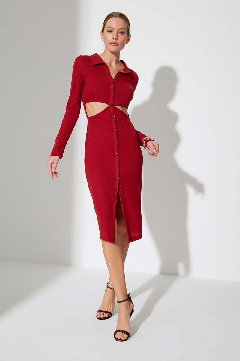 Cut Out Detail Shirt Dress - Party Dresses 34