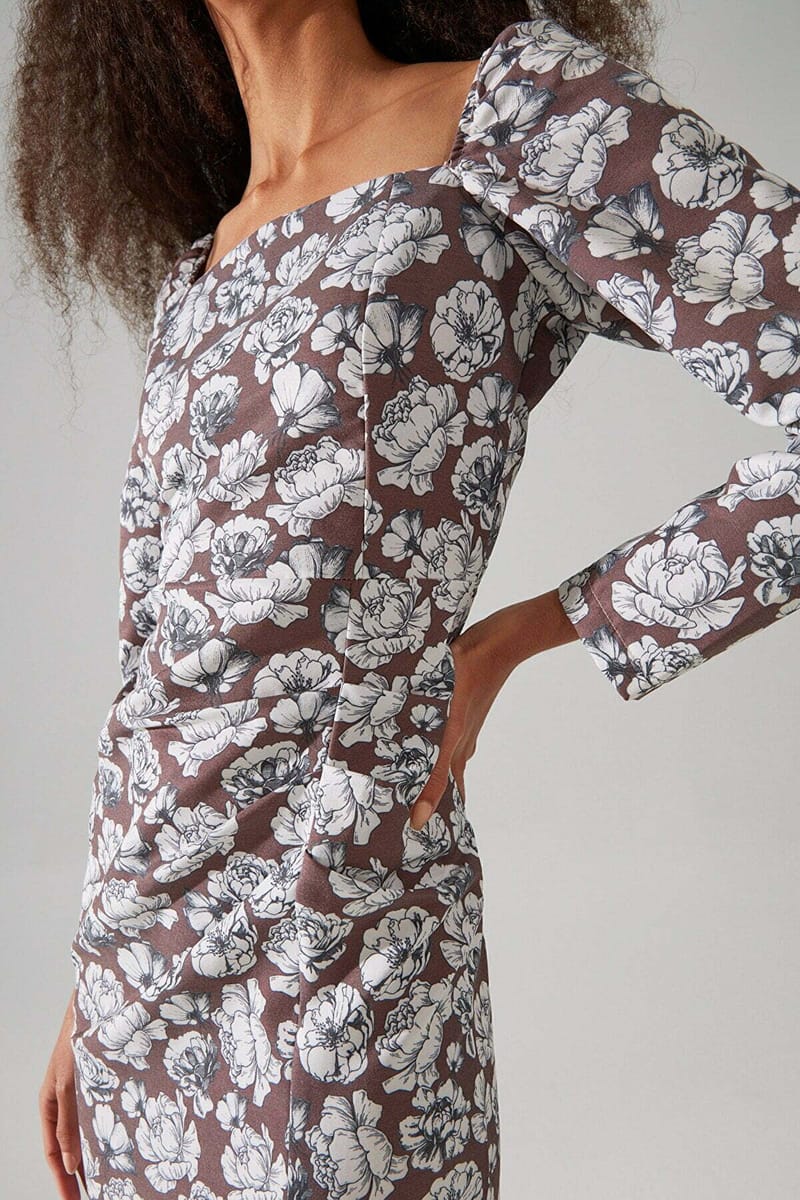 4_org_zoom Square Neck Floral Print Dress - Midi Dresses 30