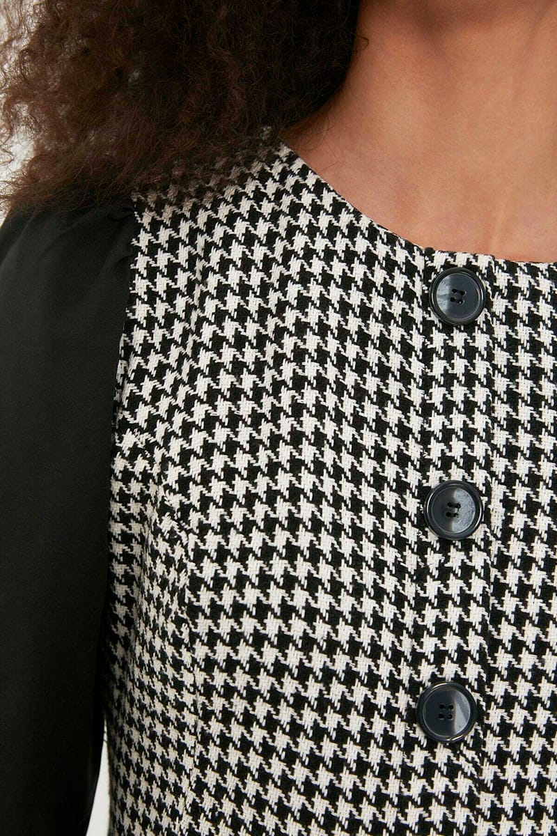 4_org_zoom Checked Button Detail Dress - Mini Dresses 18