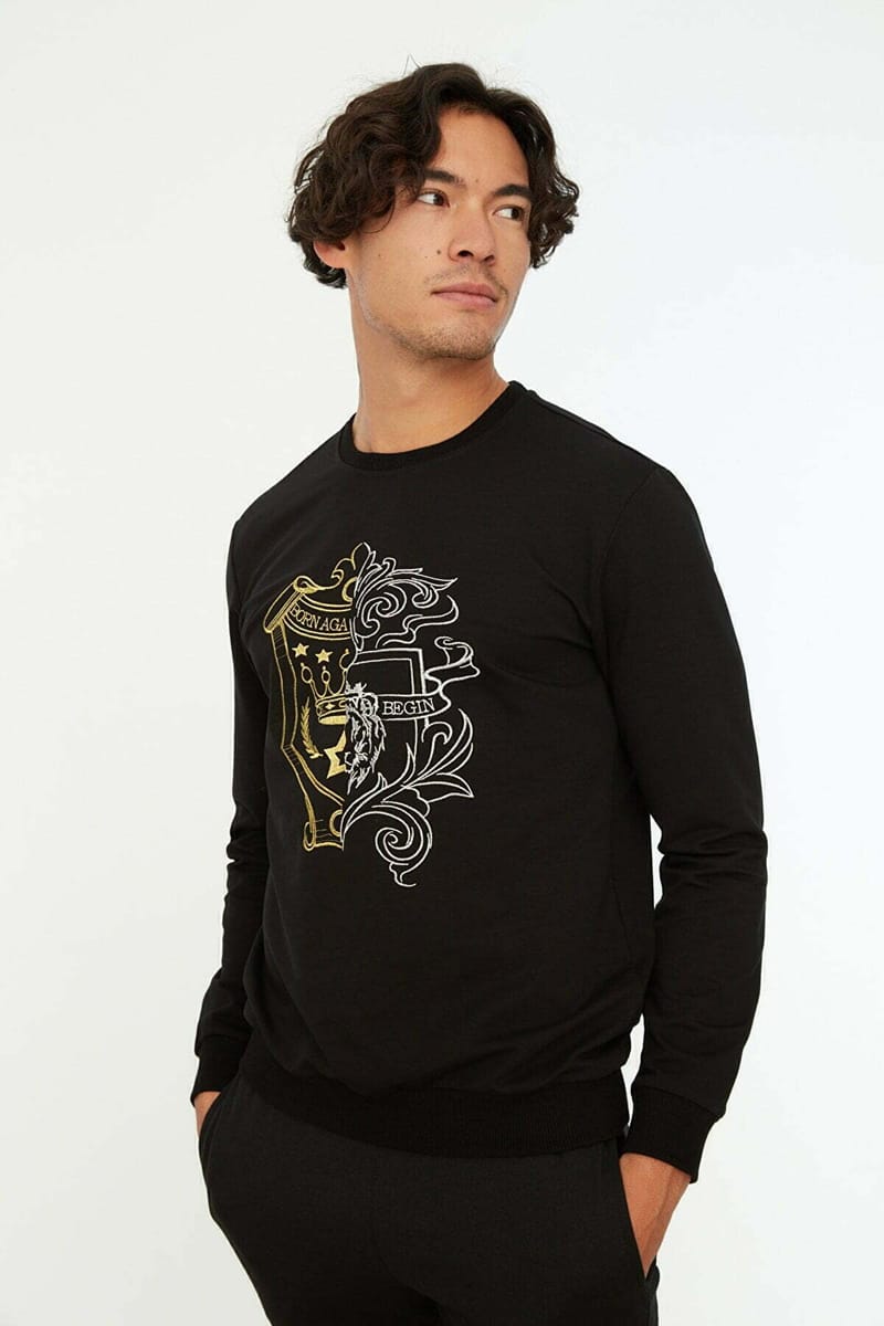 Regular Fit Black Sweatshirt - Sweatshirts 30