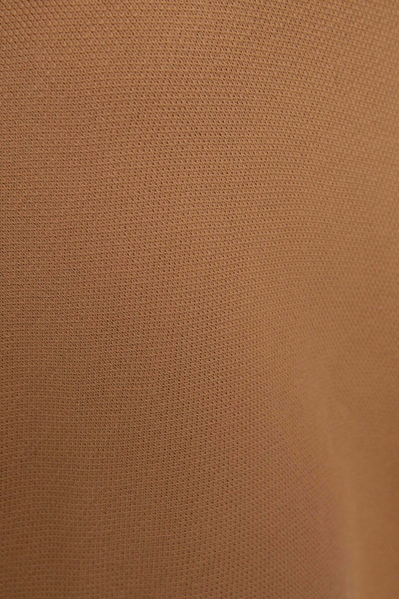 Camel Crew Neck Asymmetrical Poncho Sweater - Sweaters 13