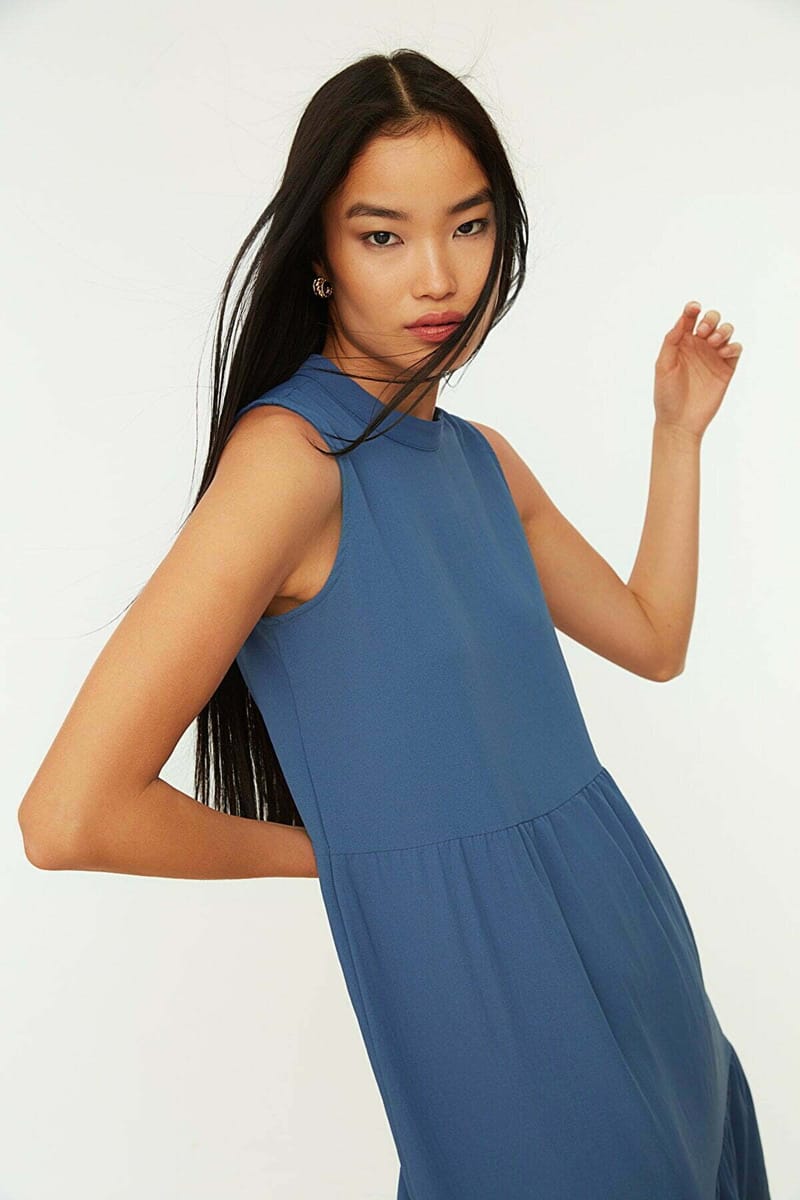 High Neck Tiered Dress - Midi Dresses 43