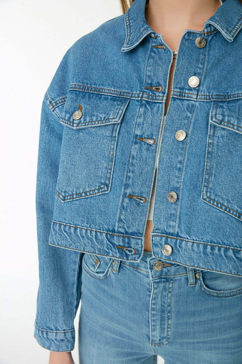 Denim Bomber Crop Jacket - Denim Jackets 18