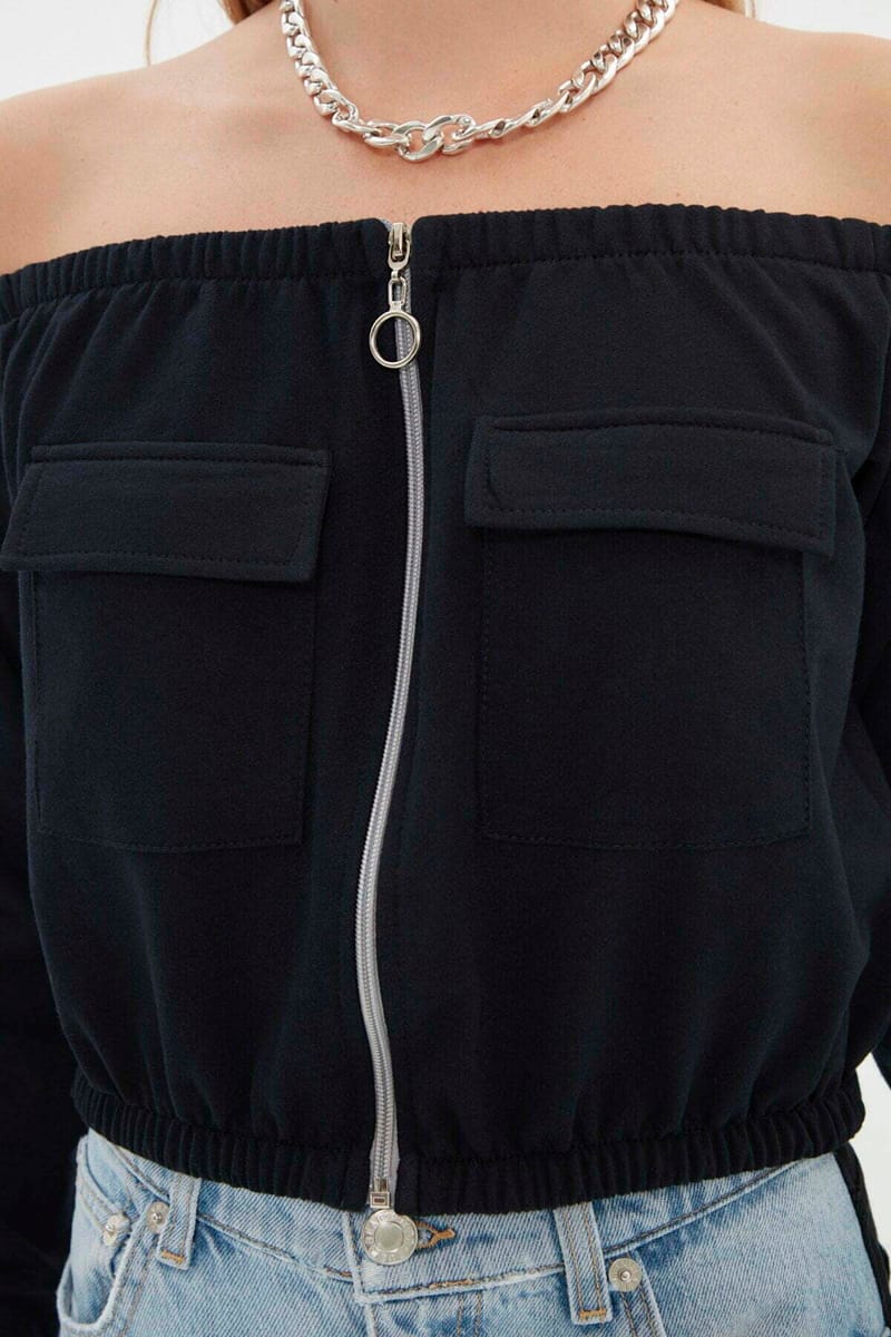 5_org_zoom Bardot Zip Detail Sweatshirt - Sweatshirts 48