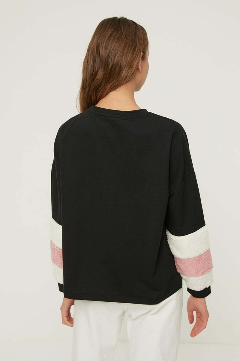 Plush Detailed Basic Thin Knitted Sweatshirt - Sweatshirts 19