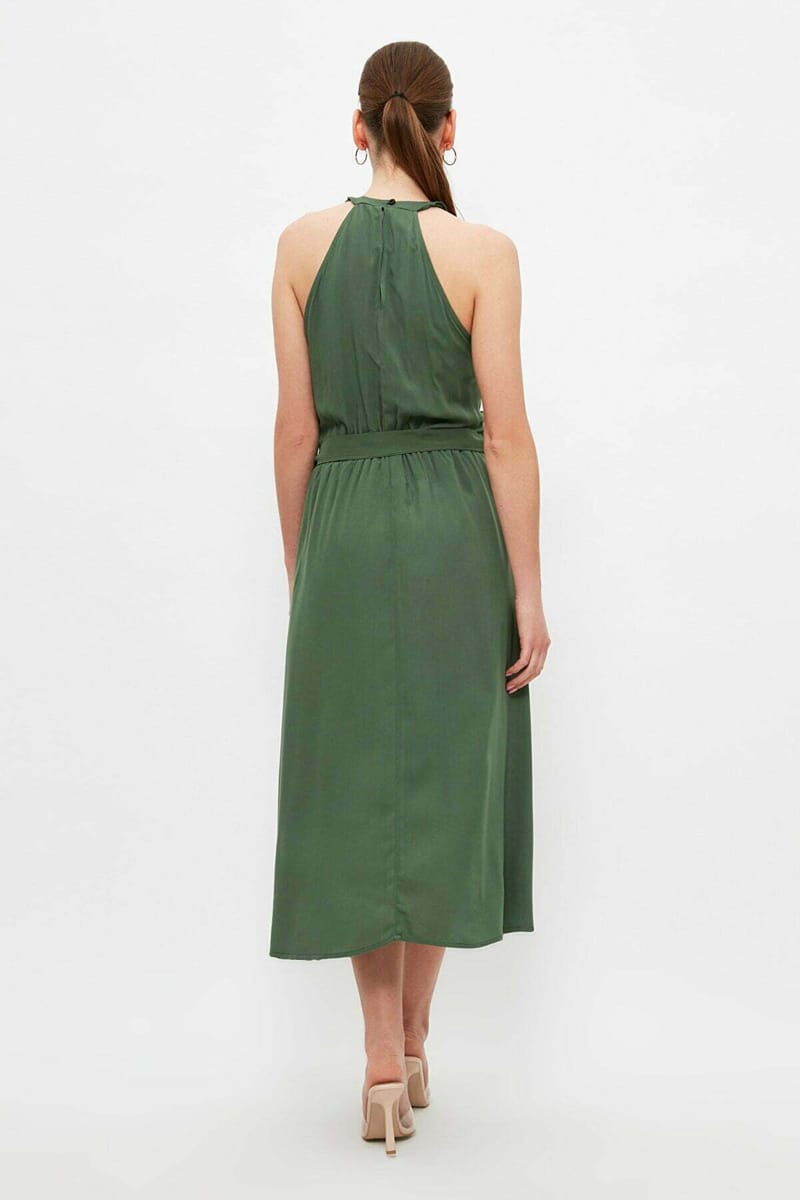 Halter Neck Pleated Dress - Midi Dresses 29