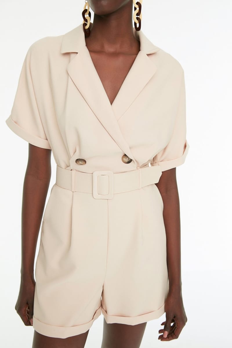 Double Breasted Roll Hem Playsuit - Playsuits 23