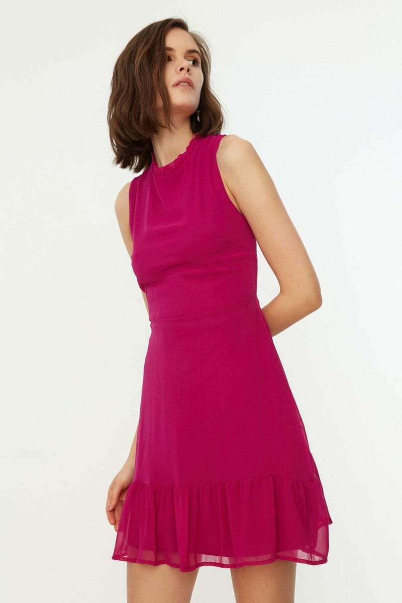 5_org_zoom Pleated Hem Ruffle Detail Dress - Mini Dresses 31