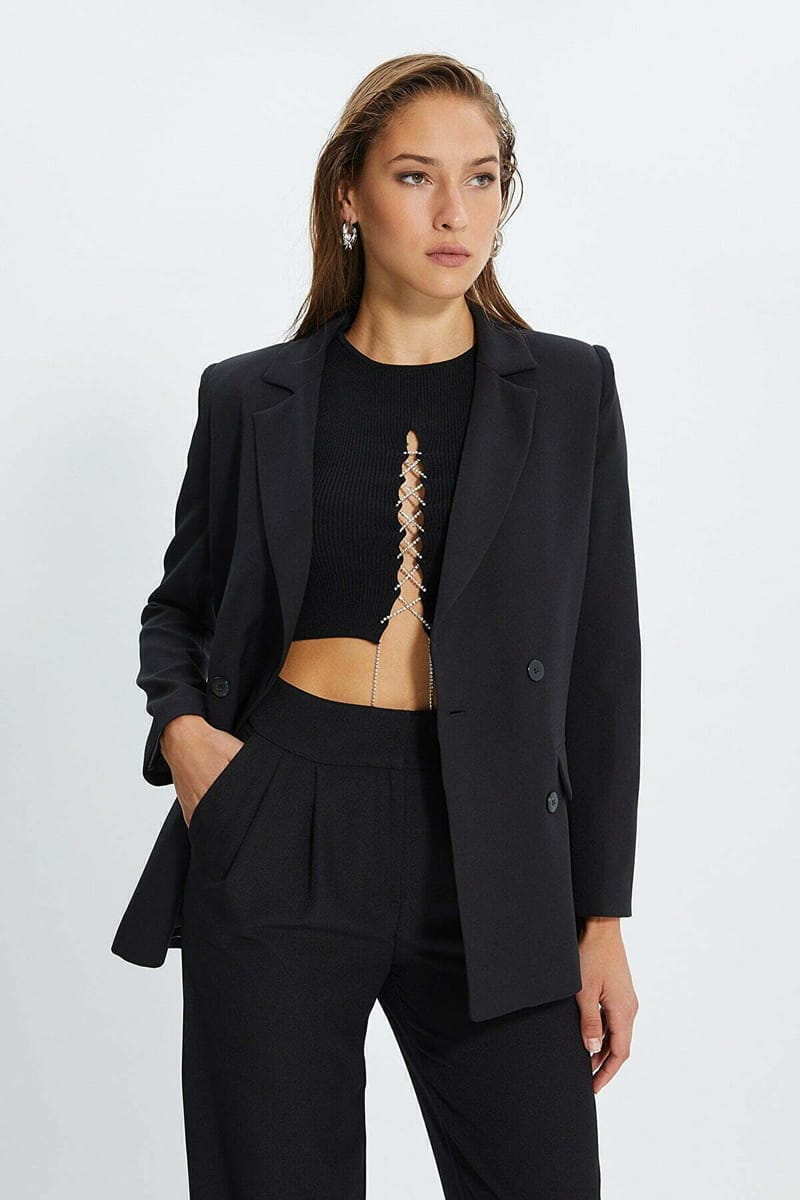 5_org_zoom Regular Lined Double Breasted Closure Woven Blazer Jacket - Blazers & Coats 67