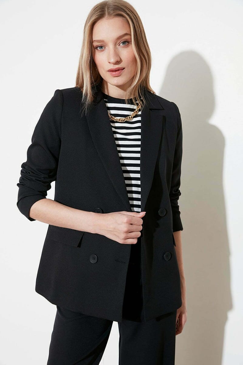 5_org_zoom Regular Lined Double Breasted Closure Woven Blazer Jacket - Blazers & Coats 73