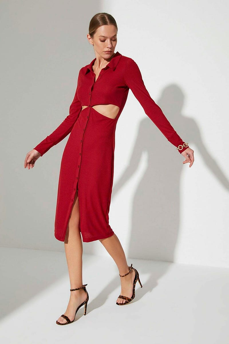 Cut Out Detail Shirt Dress - Party Dresses 35