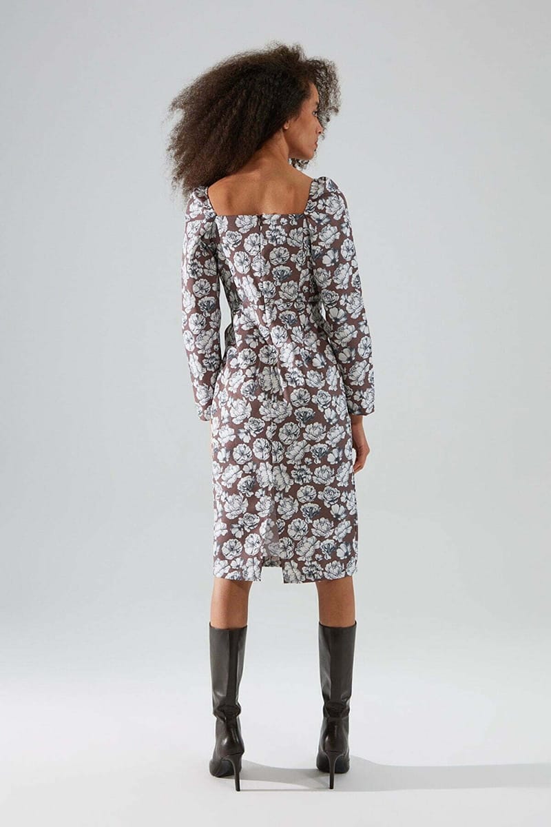 5_org_zoom Square Neck Floral Print Dress - Midi Dresses 31