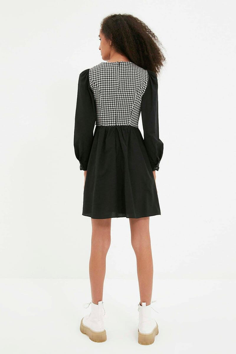 5_org_zoom Checked Button Detail Dress - Mini Dresses 19