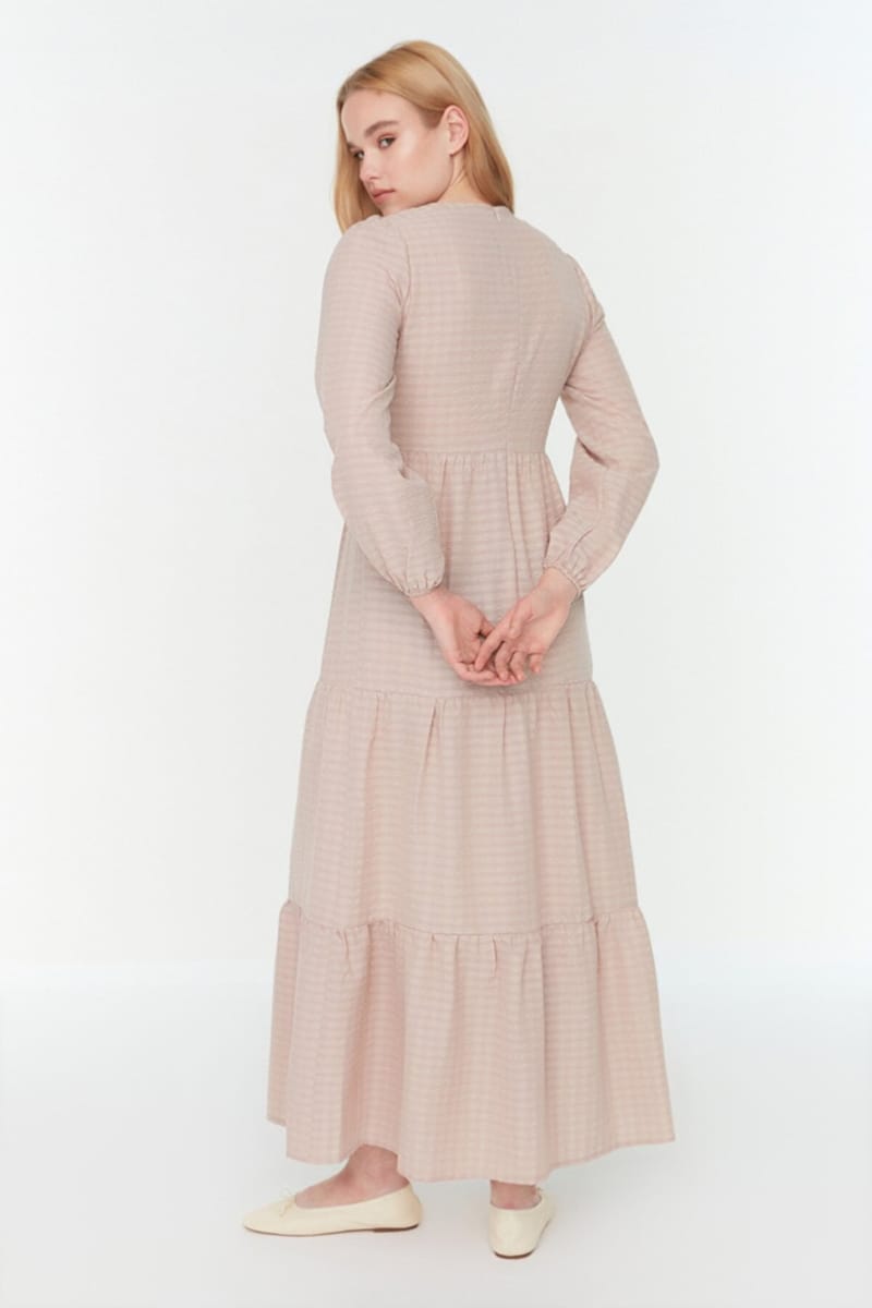 Balloon Sleeve Tiered Dress - Maxi Dresses 24