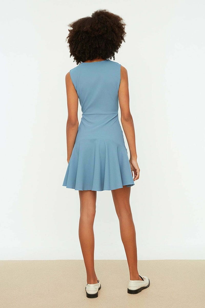 Ruffle Hem Zip Detail Dress - Mini Dresses 19