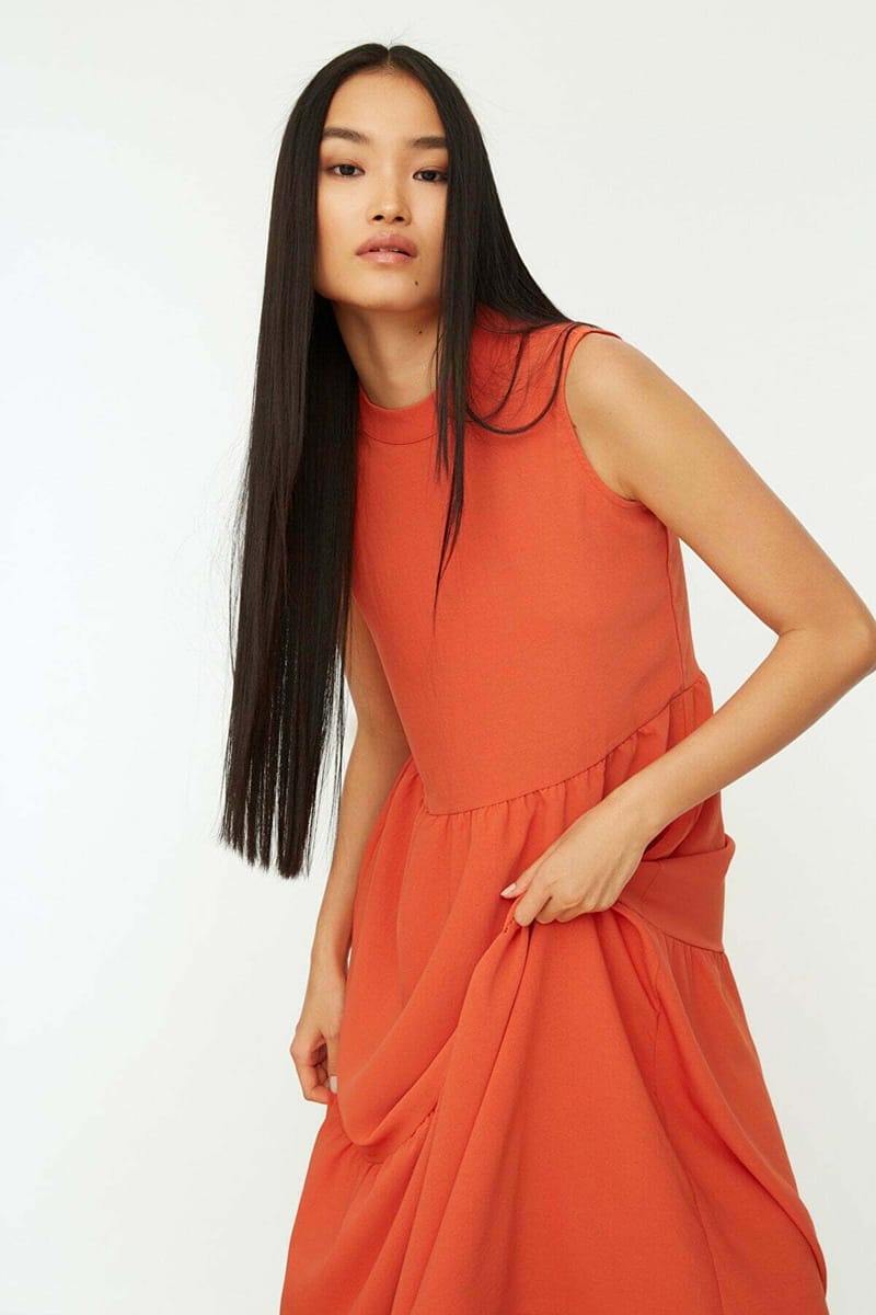 High Neck Tiered Dress - Midi Dresses 72