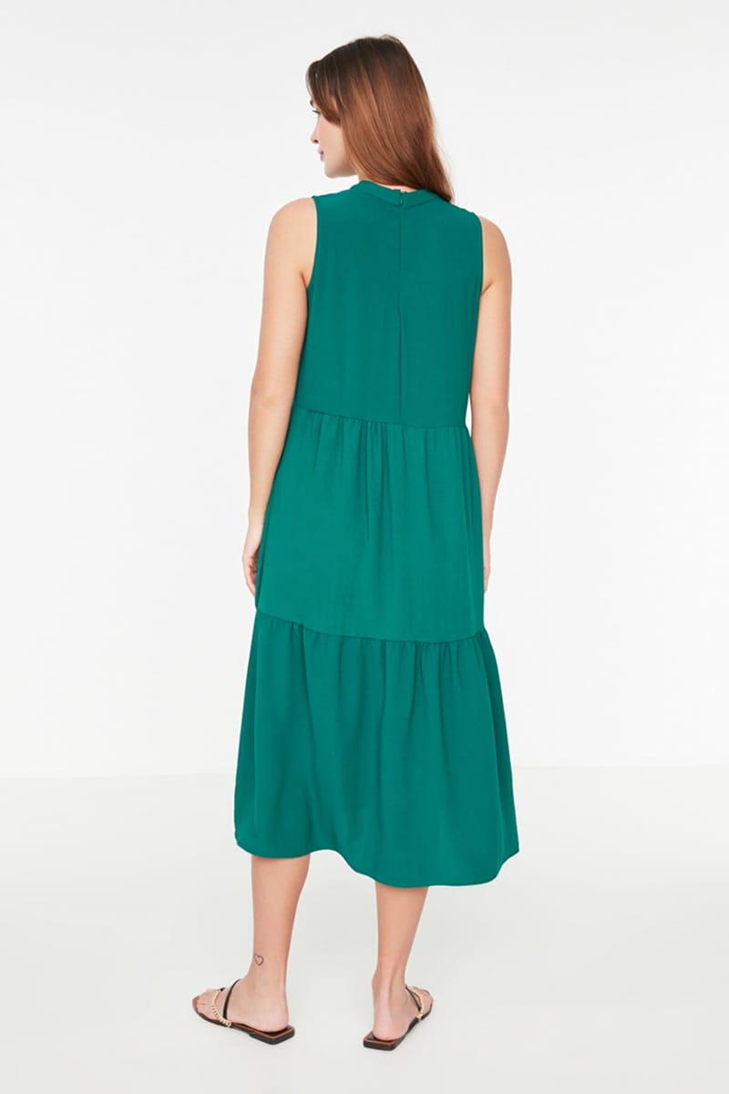 High Neck Tiered Dress - Midi Dresses 94