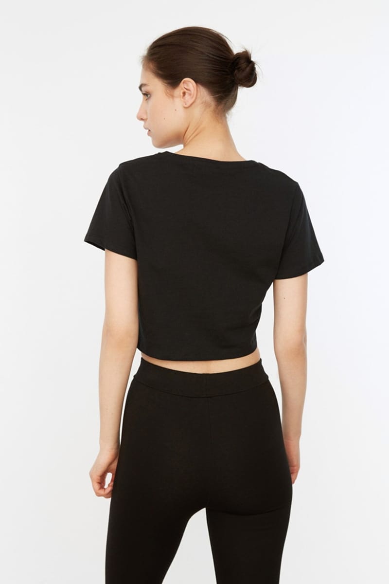 V-Neck Crop T-Shirt - Casual T-Shirt 25