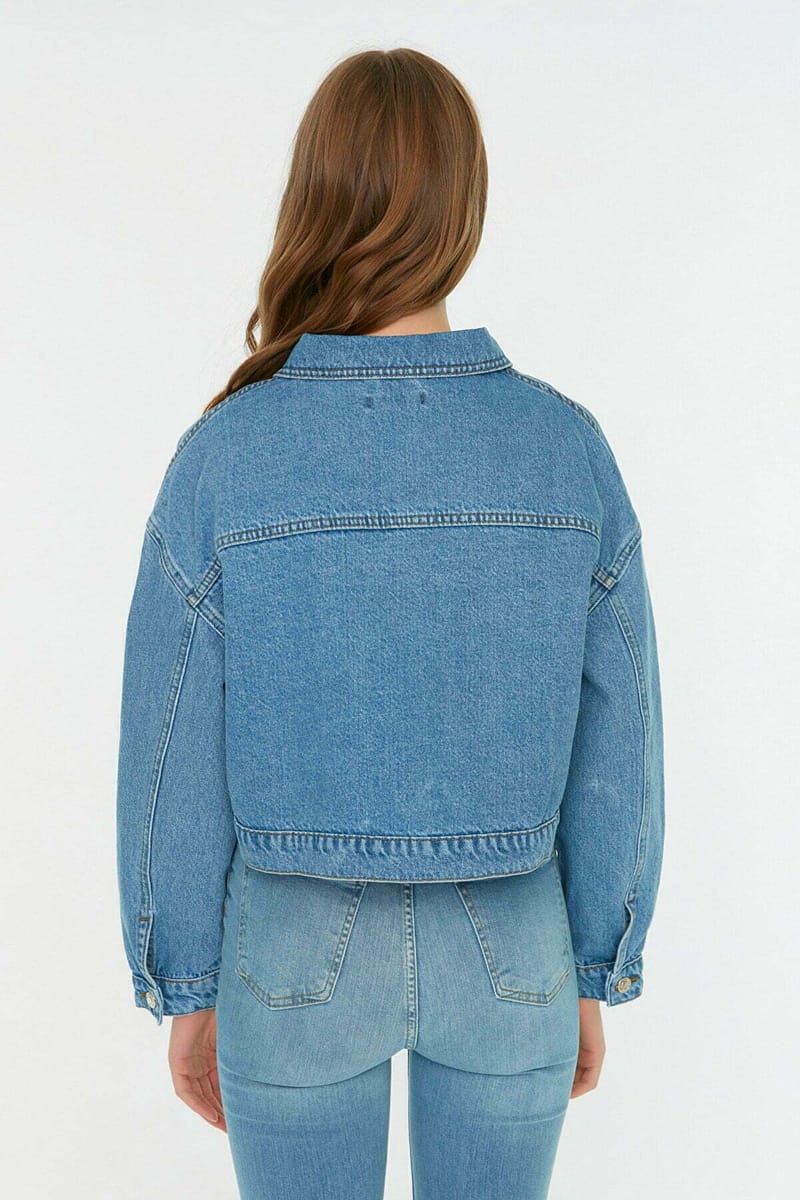 Denim Bomber Crop Jacket - Denim Jackets 19