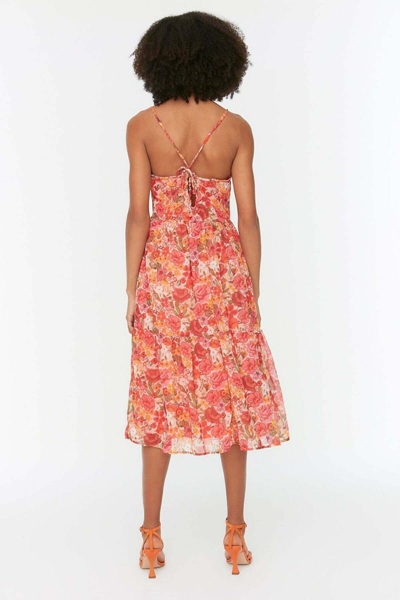 Printed Fit And Flare Midi Dress - Midi Dresses 24