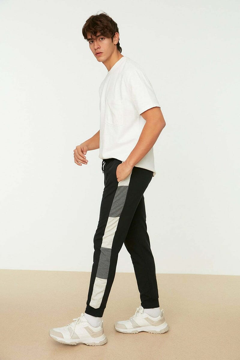 Side Stripe Cuffed Sweatpants - Sweatpants 24