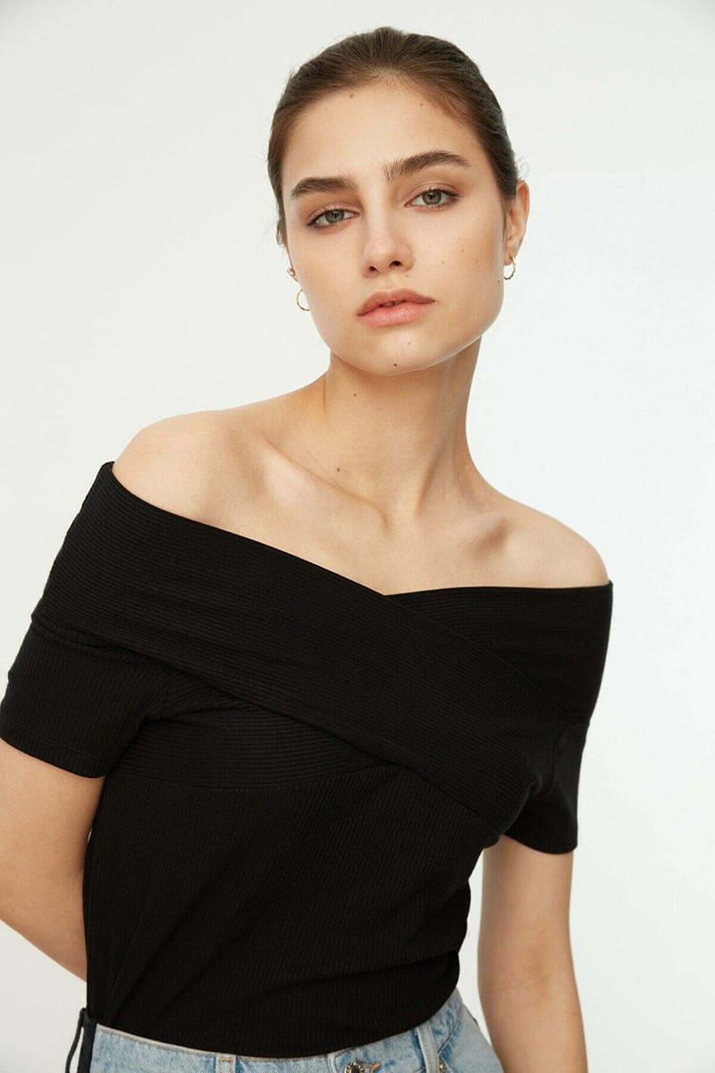 Crossover Ribbed Top - Short Sleeve Tops 20